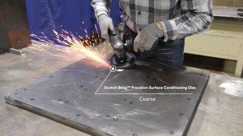 Clean and Remove Spot Weld Discoloration with Scotch-Brite™ Precision Surface Conditioning Discs
